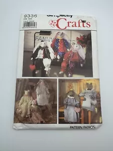 Simplicity 9336 Bunny and Cat with Clothes Jester Dress Sewing Pattern Craft CUT - Picture 1 of 2