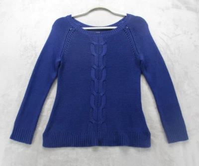 Apt. Suéter de manga larga 9 para mujer grande calce ajustado azul real 100 % acrílico Foto 1 de 4
