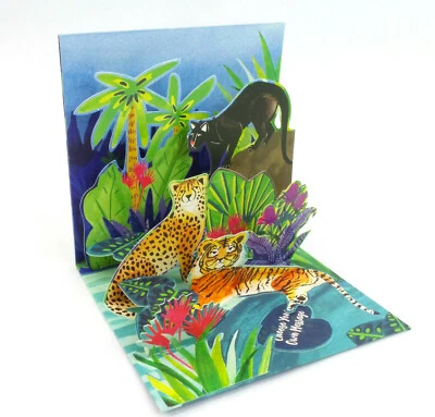 Jungle Cats Greeting Card 3D Pop Up Any Occasion Treasures Up With Paper - Image 1 of 4