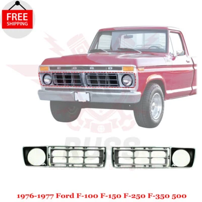 New Front Grille Silver Plastic Right & Left 2PC Fits 1976-1977 Ford F-100 F-150 Foto 1 de 4