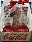 Coca Cola Gift Set. Wood crate, 2 Coke glasses, coasters, popcorn