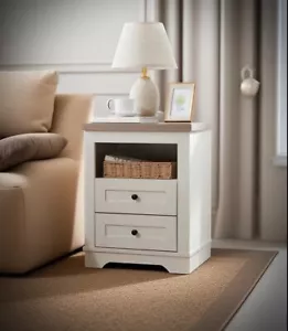 Farmhouse Nightstand ,End Table,Side Table w/2 Drawers Storage Cabinet for Bedr - Picture 1 of 10
