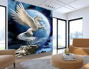 Papel de pared 3D Moon Cliff Unicorn 6452 impresión de pared calcomanía decoración de pared interior AJ AU - Imagen 1 de 7
