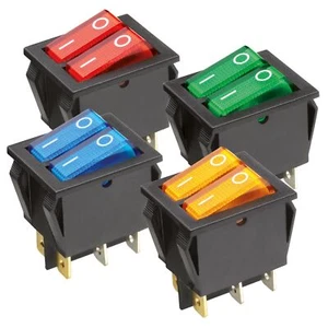 Wippschalter Beleuchtet Doppelt 250V - 15A, 2-Facher Wippenschalter Schalter - Imagen 1 de 10