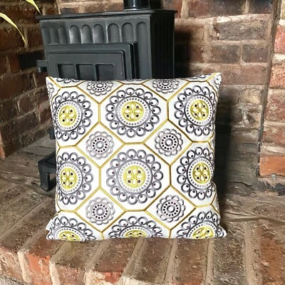 1199. Grey/ Yellow Embroidered Cushion Cover, various sizes - Image 1 of 4