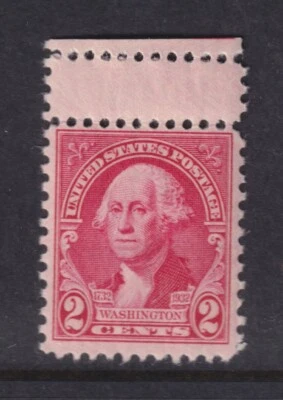 United States Scott 707 MNH 1932 2¢ Washington Miscut EFO Gutter Snipe - Image 1 of 2