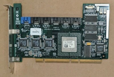 Dell D9872 Adaptec AAR-2610SA/64MB/DELL3 RAID Controller 6 Channel SATA PCI  - Image 1 of 3