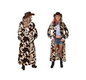 Ladies Long Cowprint Cowgirl Jacket - Picture 1 of 4