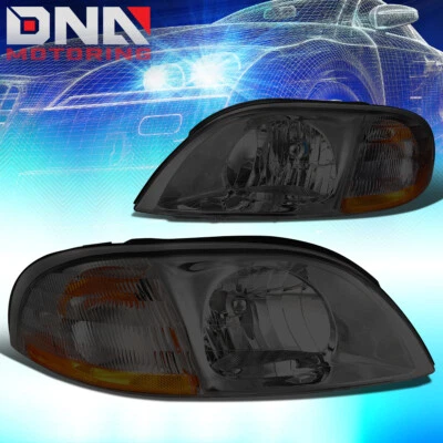 FOR 1999-2003 FORD WINDSTAR PAIR SMOKED HOUSING AMBER CORNER HEADLIGHT HEADLAMPS - Image 1 of 4
