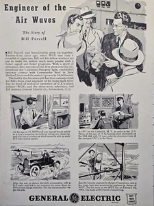 General Electric Radio WGY Schenectady NY Bill Purcell Bio Anuncio Impreso De Colección 1945 - Imagen 1 de 4