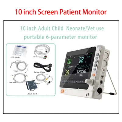 Monitor portátil 10 polegadas uso humano/veterinário 6 parâmetros sinal vital paciente - Imagem 1 de 4
