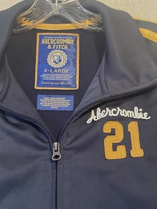 Abercrombie Fitch Track Jacket Women XL Yellow Blue #21 Preppy Y2K RN#54867 - Picture 1 of 12