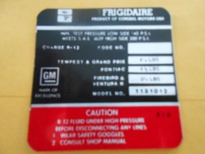 1972 Reproduction Pontiac Frigidaire Air Comp. Decal - Picture 1 of 1