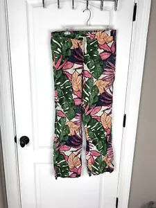 Tommy Bahama Womens Tropical Linen Pants Floral Hawaiian Tiki Drawstring Sz 8 - Picture 1 of 7