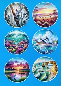 AUSTRALIAN SCENES - 6 x Die Cuts Toppers Card Making Sydney Kakadu Koala Reef - Picture 1 of 4
