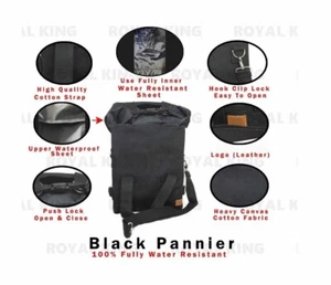 Black "Military Pannier Bags pair Fit for Royal Enfield Old Classic 350/500" - Picture 1 of 6