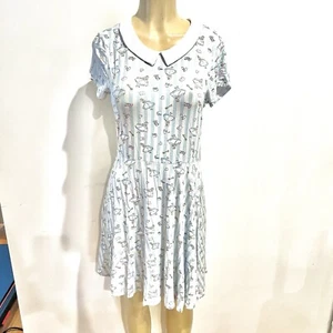 New Hot Topic Alice In Wonderland Dress Sz L Fit Flare Disney Bound Stripes - Picture 1 of 8