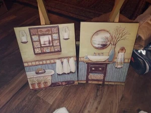 Seabreeze Bath I & II Canvas Art by Wendy Russell Set - Picture 1 of 6