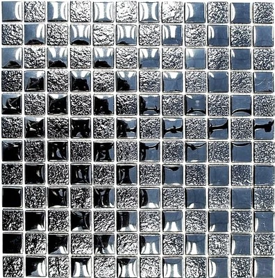 Pâte de Verre Noir Brillant Miroir Mosaïque Cuisine Mur Bain 88-8LU89_B 1 Mat - Photo 1/3