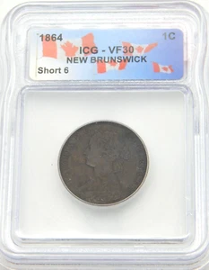 1864 CANADA NEW BRUNSWICK VF30 ICG GRADED Canadian 1 CENT (BT529) - Picture 1 of 5