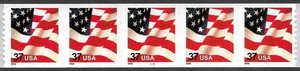 US Stamp #3632 37c. Flag Strip of 5 Plate #3333 MNH - Picture 1 of 1
