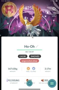 Shiny Ho-Oh LVL50 3MOVES Special Background Wild Area 2025 Purified Go Reg or... - Bild 1 von 2