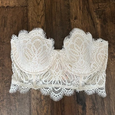 Victoria's Secret Blanco Encaje Bustier Sin Tirantes Dream Angels 34DD Boda Nupcial Foto 1 de 4