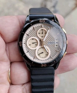 Fossil CHRONOGRAPH Unisexuhr schwarz Kautschukband - Bild 1 von 12