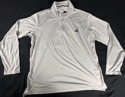 Adidas Hombre Manga Larga Pullover TALLA 2XL Gris Claro 1/4 Cremallera Aeroready Nuevo Foto 1 de 4