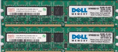 2GB 2x1GB PC2-5300E HYNIX DDR2 HYMP512U72CP8-Y5 AB-C ECC SNPDM8400BE/1GX4 KIT - Image 1 of 3