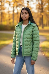 L.L.Bean Jacke Kinder Large (14-16) grün Puffer Downtek Logo Kapuze durchgehender Reißverschluss ** - Bild 1 von 9