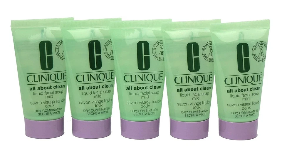 5 Clinique All About Clean Liquid Facial Soap Mild 1 Oz/30ml Dry Combination NEW - Image 1 of 1