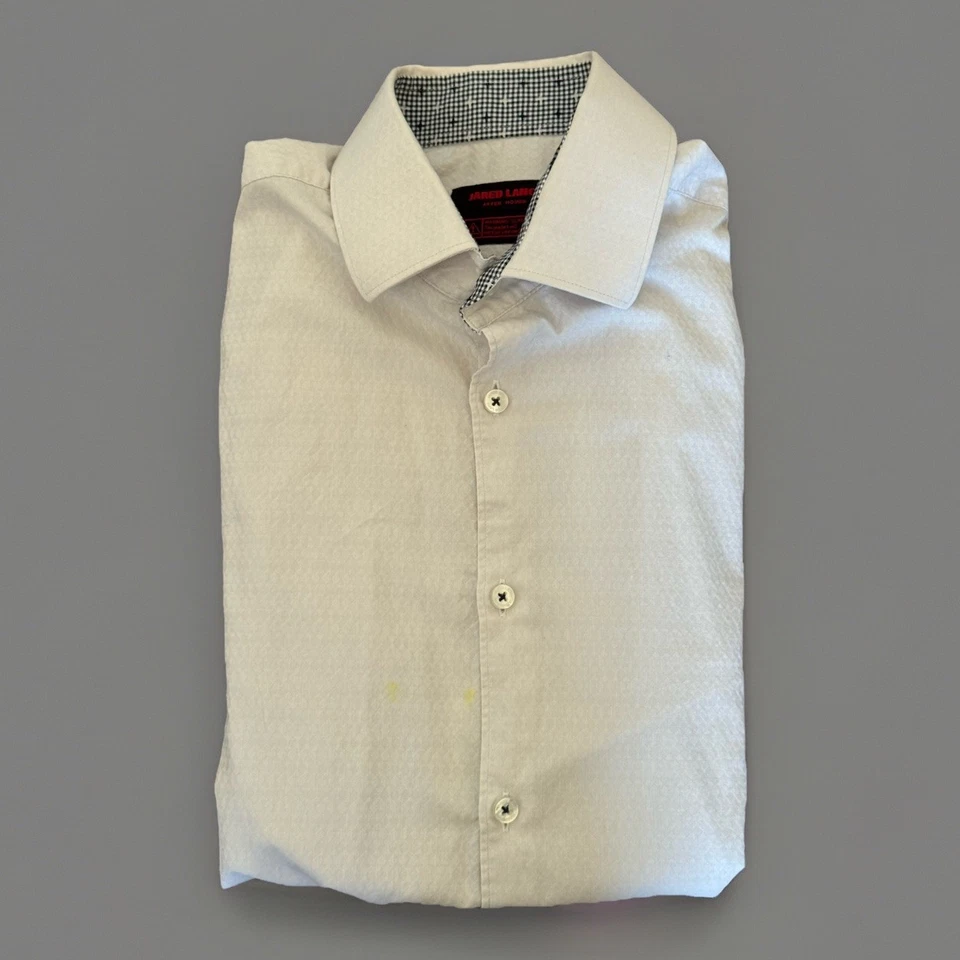 Jared Lang Long Sleeve Slim Fit Button Up Shirt, White (light grey) - Small - Image 1 of 4