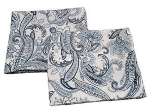 Set Of 2 Blue, White, grey Paisley Print Pillowcases 100% Polyester 20 X 32... - Picture 1 of 4