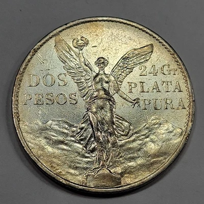 1921 Mo Mexico Silver 2 Pesos Crown Size Nice AU Detail Cleaned *K801 - Image 1 of 2