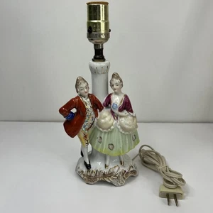 Vtg Porcelain Figural Courting Couple Table Lamp Base Victorian Japan WORKS - Picture 1 of 8