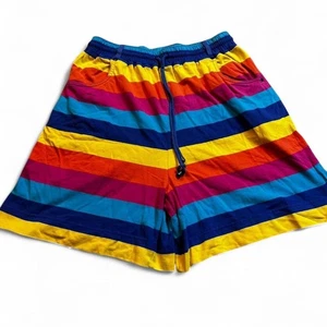 Vintage multicolor rainbow striped cotton shorts check measurements - Picture 1 of 4