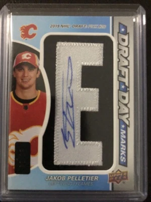 2023-24 UD SP Game Used Draft Day Marks Auto RPA DDM Jakob Pelletier Flames /35 - Image 1 of 2
