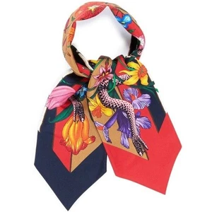 Gucci Seide Flora Schlange Twill Hals Schleife Schal in Rot & Blau - mit Box - Bild 1 von 5