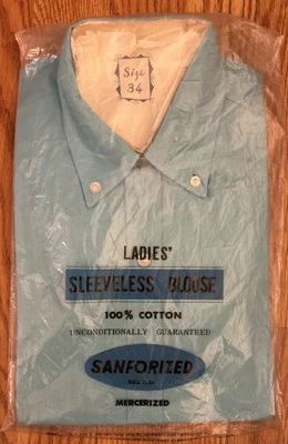 Blusa Camisa Blusa Sin Mangas 100% Algodón Sanforizada Top Corto Mujer Años 50 De Colección Nueva Foto 1 de 4