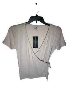 PAPER CRANE Women's M Medium Blouse top Shirt Long Sleeve Wrap NWT - Picture 1 of 8