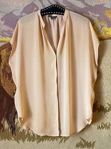 Vince Seide Gr. S Relaxed Bluse Snap Up Dolman Kurzarm Beige - Bild 1 von 8