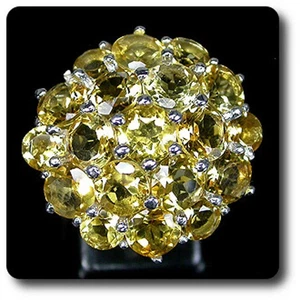 14K White Gold Plated Round Cut Lab Created Yellow Citrine Cluster Wedding Ring - Picture 1 of 4