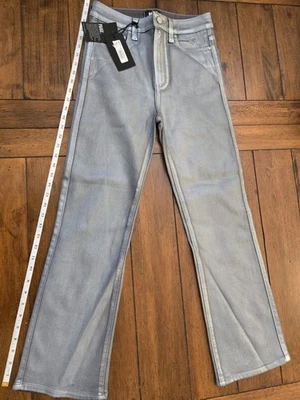 Pantalones PAIGE Mujer CLAUDINE Metálicos Plateados Brillo Tobillo Acampanados Talla 26 Foto 1 de 4