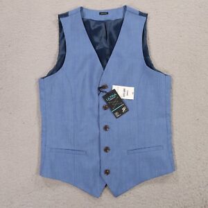 J Ferrar Vest Mens Small Blue Polyester Viscose Five-Button Slim Fit NEW
