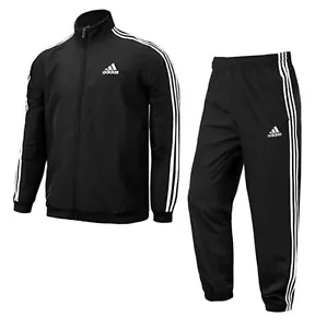 Adidas Herren 3-Streifen gewebte Jacken laufen schwarz Sportanzug Set Freizeithose IC6750 - Bild 1 von 8
