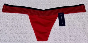 TOMMY HILIGER collant senza cuciture a righe in vita rosso blu navy perizoma a V donna L 7 - Foto 1 di 3