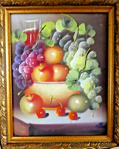 VTG Exquisite Still Life Painting Oil/ Board, Framed in Baroque Style, Signed - Picture 1 of 11