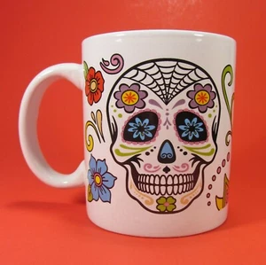 Day of the Dead / Dia de los Meurtos Sugar Skull Ceramic Mug Floral FLOMO - Picture 1 of 6