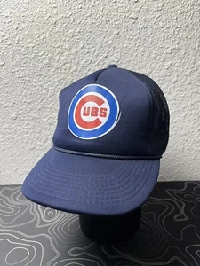 Chicago Cubs Hat Vintage Blue Snapback Trucker Mesh Cap Hanes USA - Picture 1 of 6
